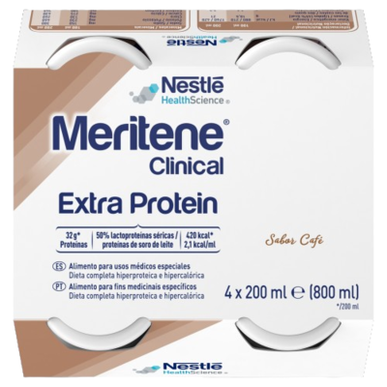 Meritene Clinical Extra Protein Coffee Proteinrik kosttillskott 4 x 200 ml