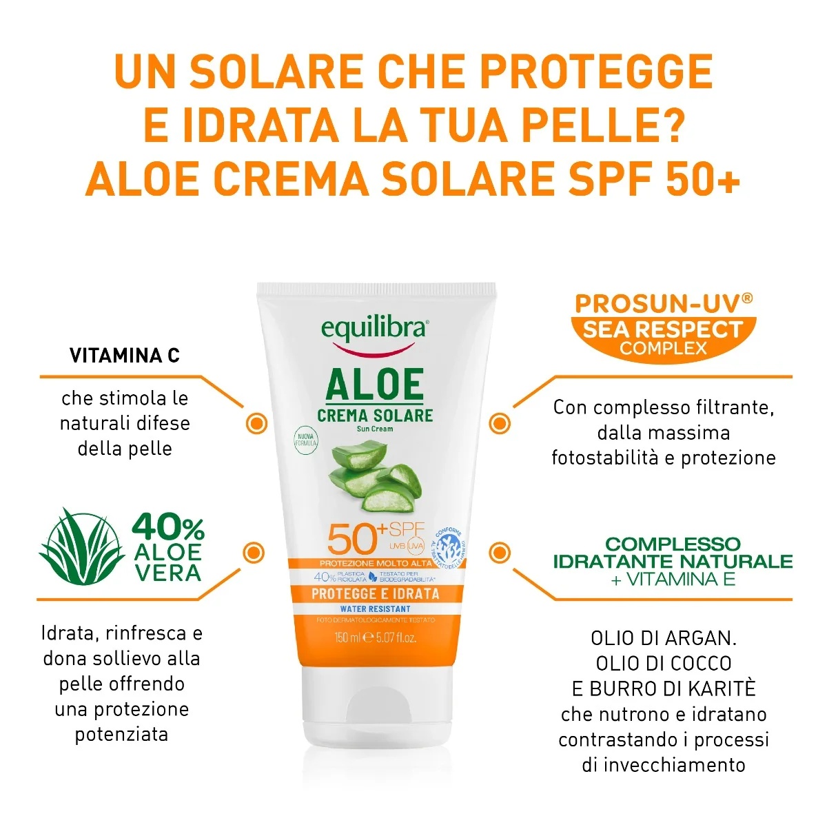 EQUILIBRA Protetor Solar Equilibra Aloe FPS 50+ 150 ml Alta proteção solar