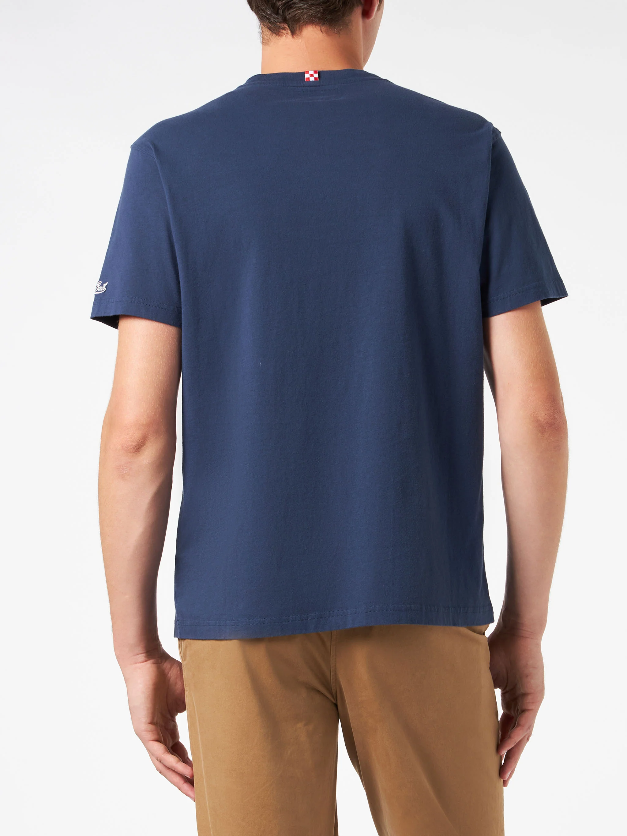 Latin Rover geborduurd T-shirt van zwaar katoen voor heren