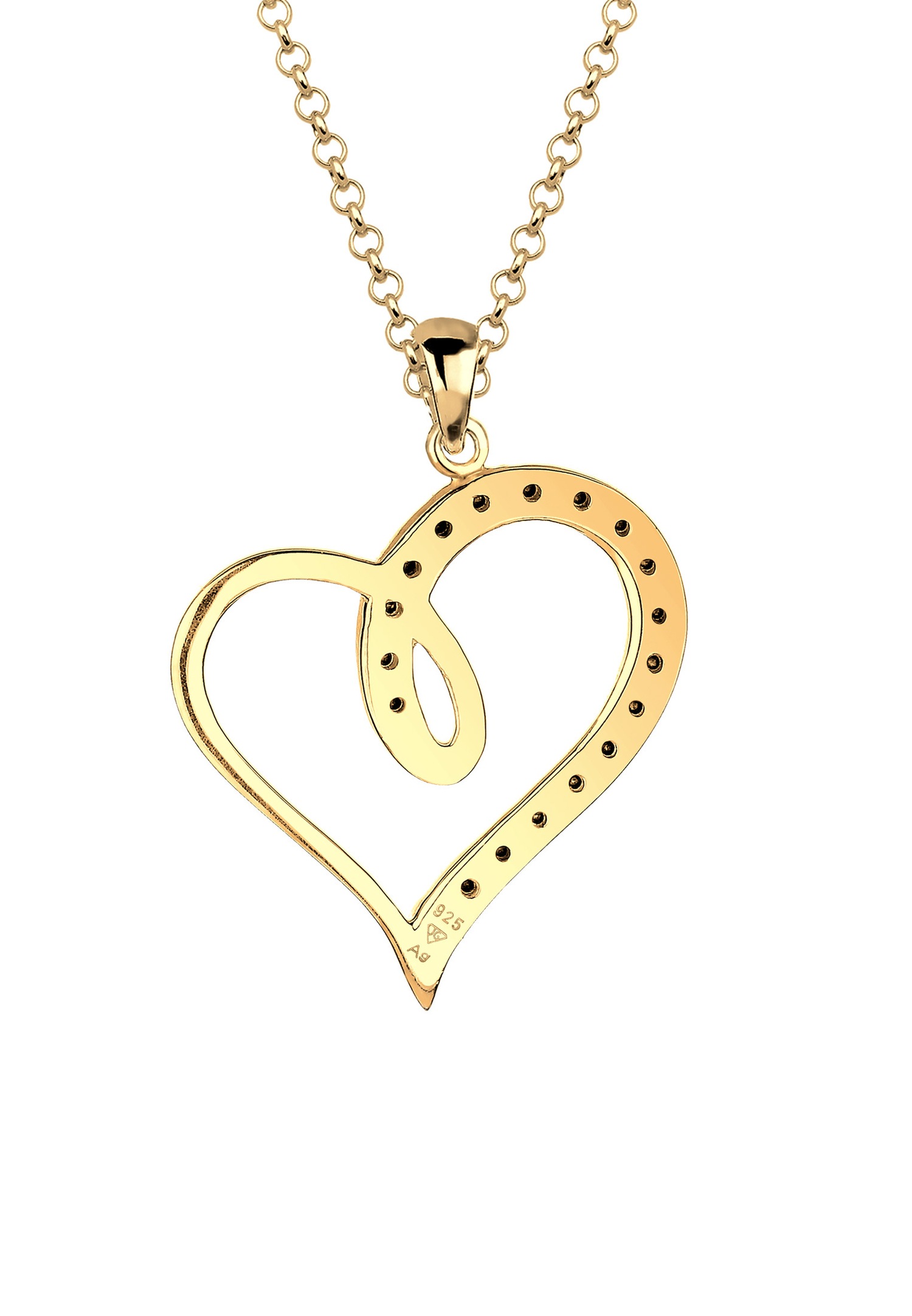 Elli Femmes Cœur Cut-Out Pendentif Symbole Amour Elégant avec cristaux en argent sterling 925