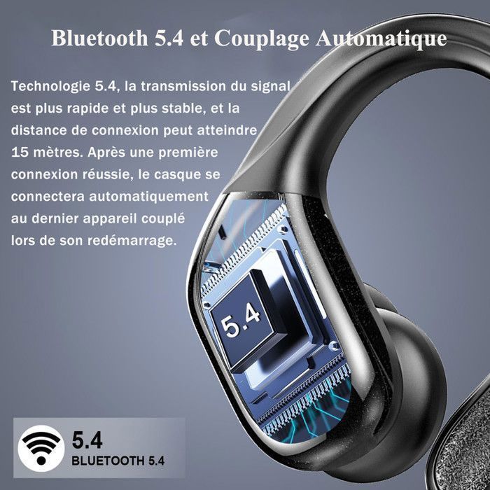 Ecouteur Bluetooth Sport- IPX7 Étanche - 75H Autonomie - Bluetooth 5.4 ANC - Son HD & Charge Rapide