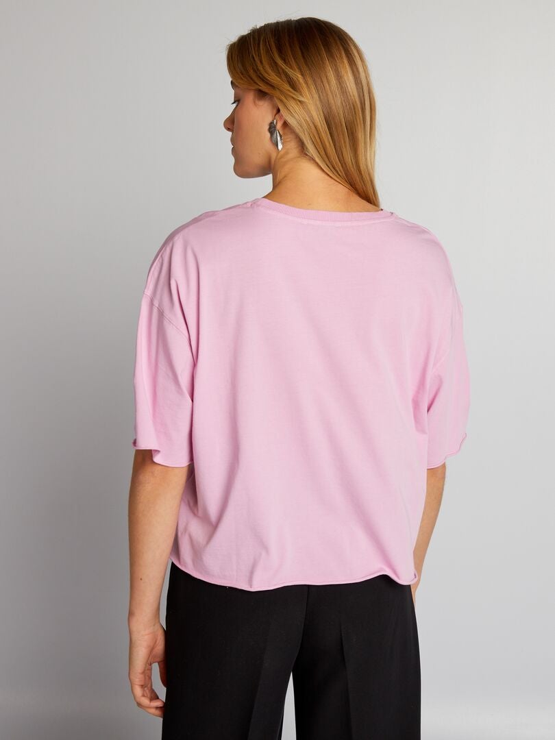 Camiseta de algodão com cavas rebaixadas - rosa