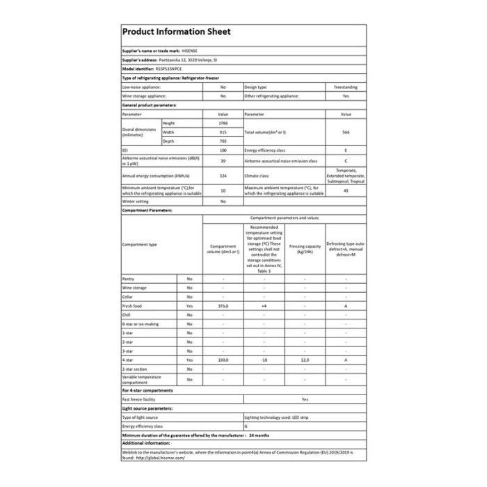 Réfrigérateur américain Hisense RS5P535NPCE