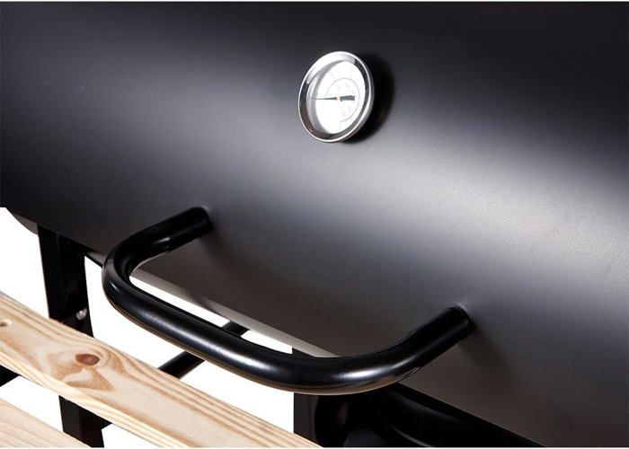 SunJas tuinbarbecue met houtskool en 2 houten wielen, XXL barbecue