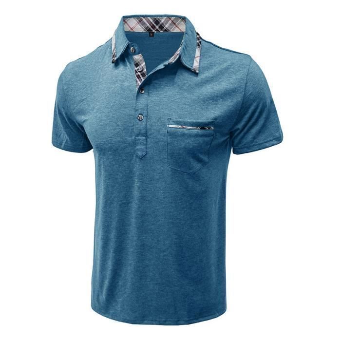 Polo da uomo INSFITY - Blu a contrasto - Traspirante per l'estate