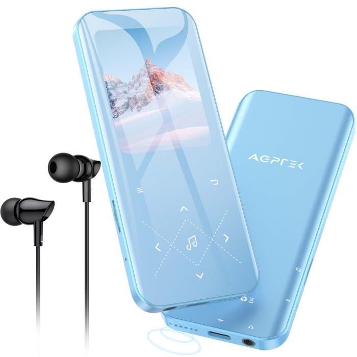 AGPTEK 32GB Bluetooth 5.3 MP3-luidspreker met aanraaktoetsen, groot 2,4 inch scherm, TF-kaart tot 128 GB - Blauw