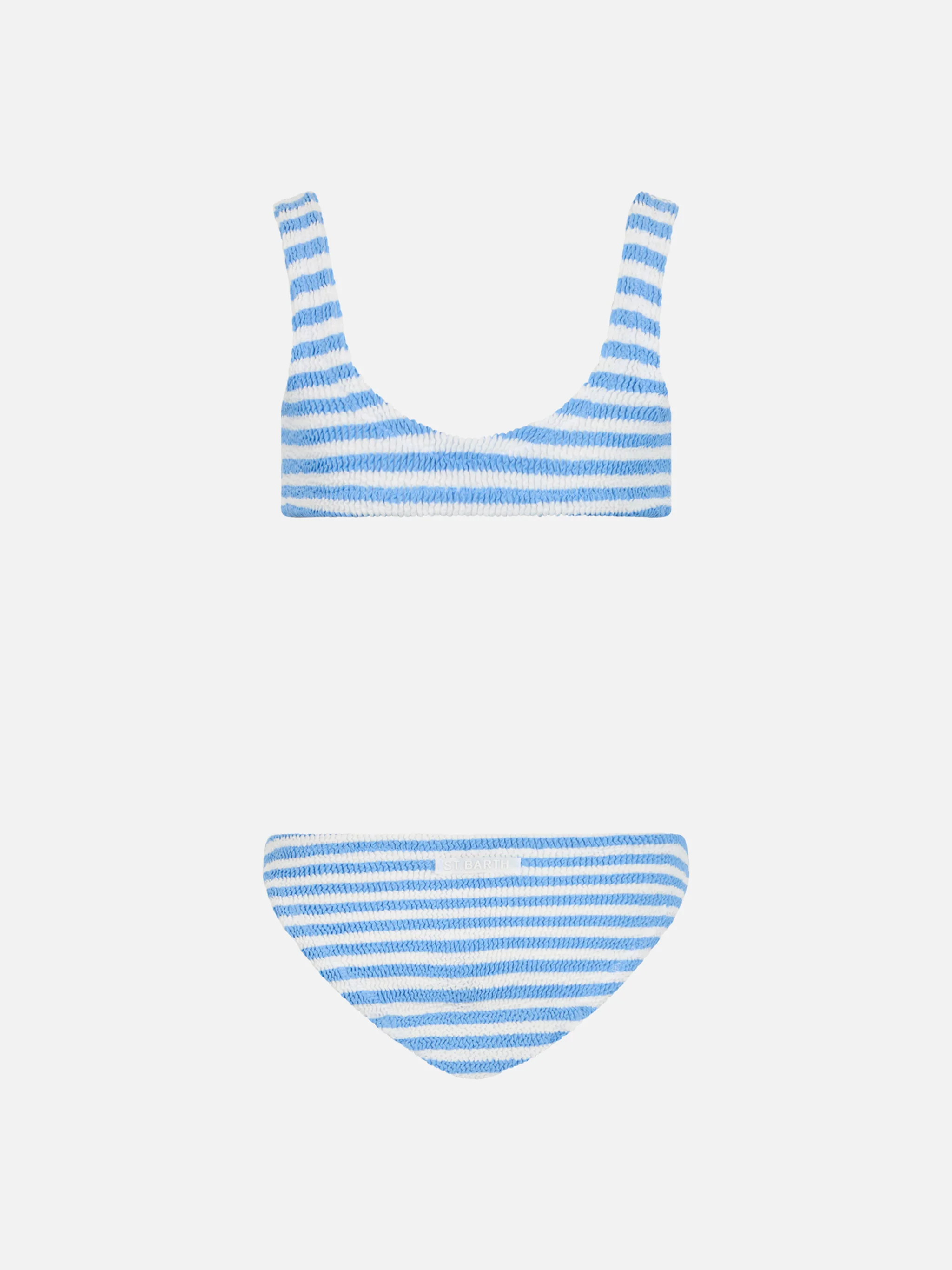 Baker – Triangelbikini med krinklad passform och ljusblå ränder