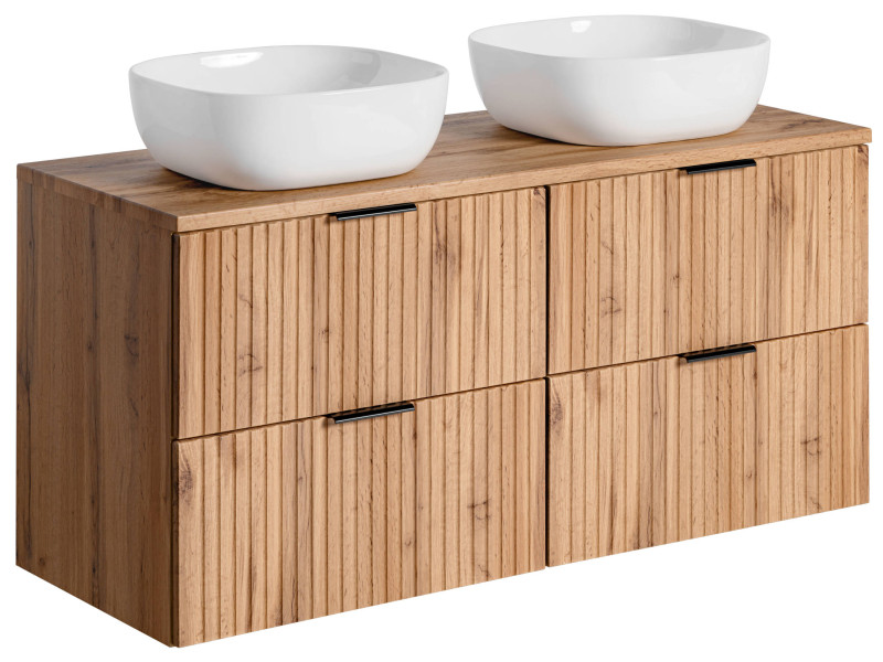 Podwójna Szafka ADEL OAK z umywalkami SMILE i blatem 120 cm
