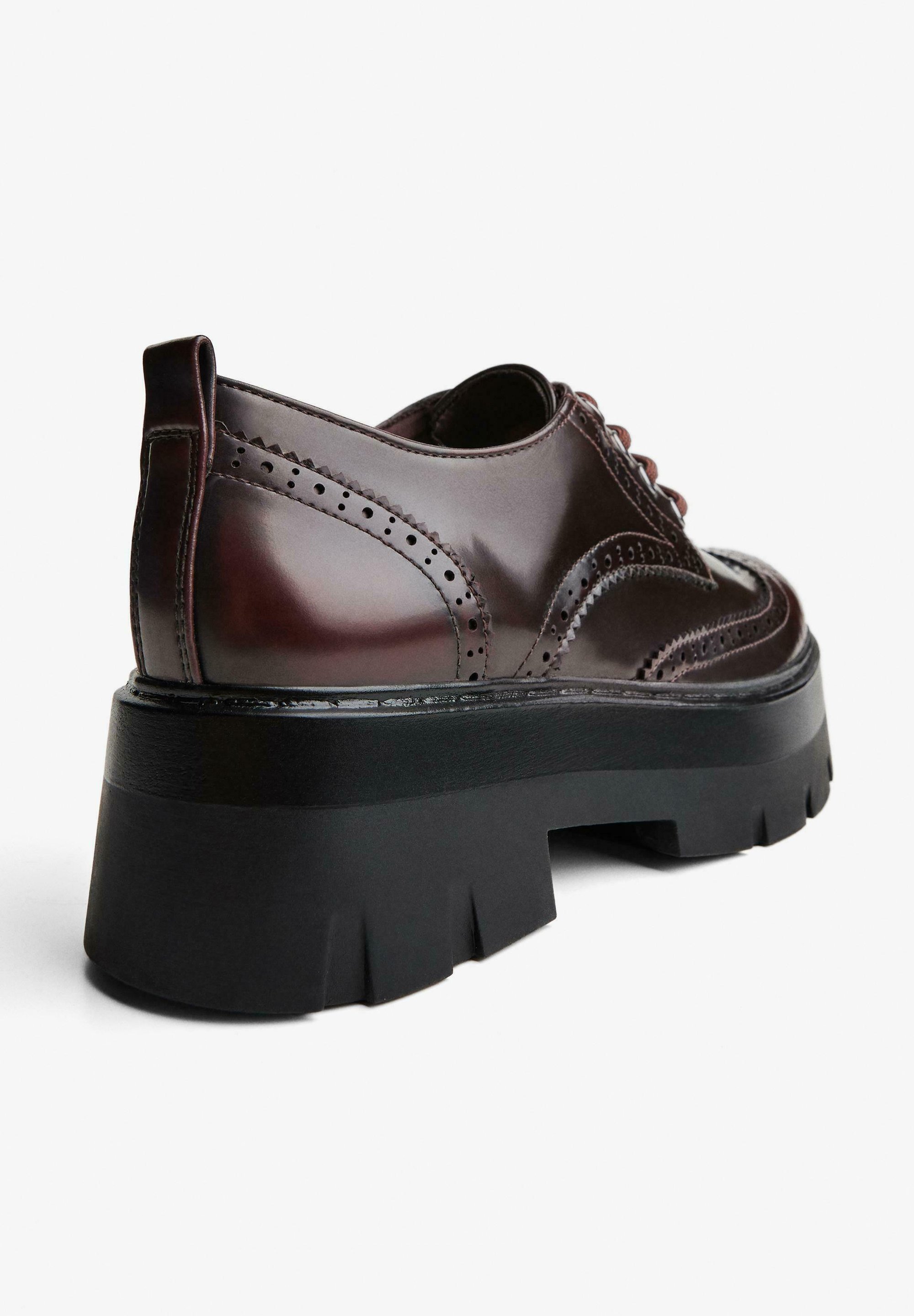 Bershka CHUNKY - DERBY - Sznurowane - ciemnobrązowe