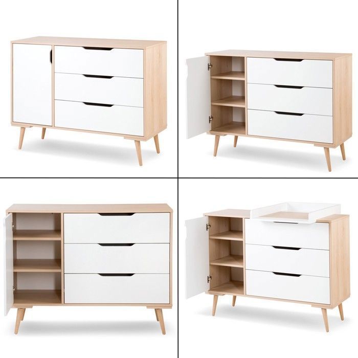 Verschoontafel in Scandinavische stijl - MY DESIGN FURNITURE - SOFIE - 3 lades - 3 planken - Wit