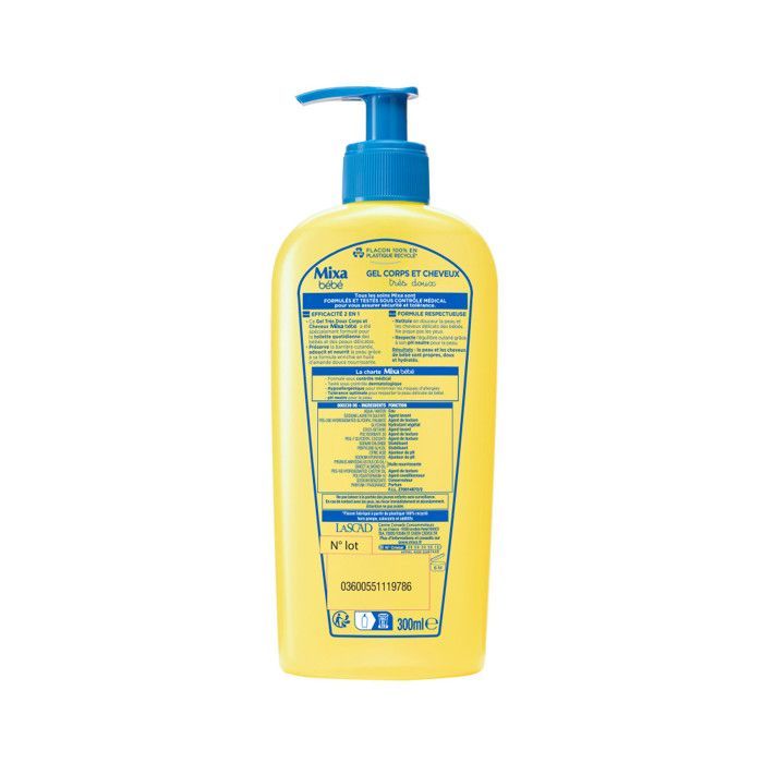 Kit com 6 unidades - Mixa Baby Gel 2 em 1 Muito Suave para Corpo e Cabelo 300ml