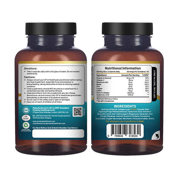 Prowise Colágeno Marino con Ácido Hialurónico 1100 mg 90 Cápsulas