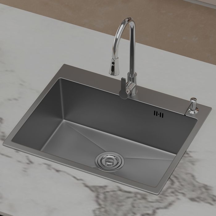 Stainless steel kitchen sink - MOCOERL - Single bowl sink - 55x45x19 cm - Adjustable basket - Odor-resistant