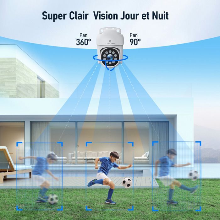 Kit de câmera de vigilância CAMCAMP POE WiFi 5MP H.265 + 500GB NVR visão noturna inteligente