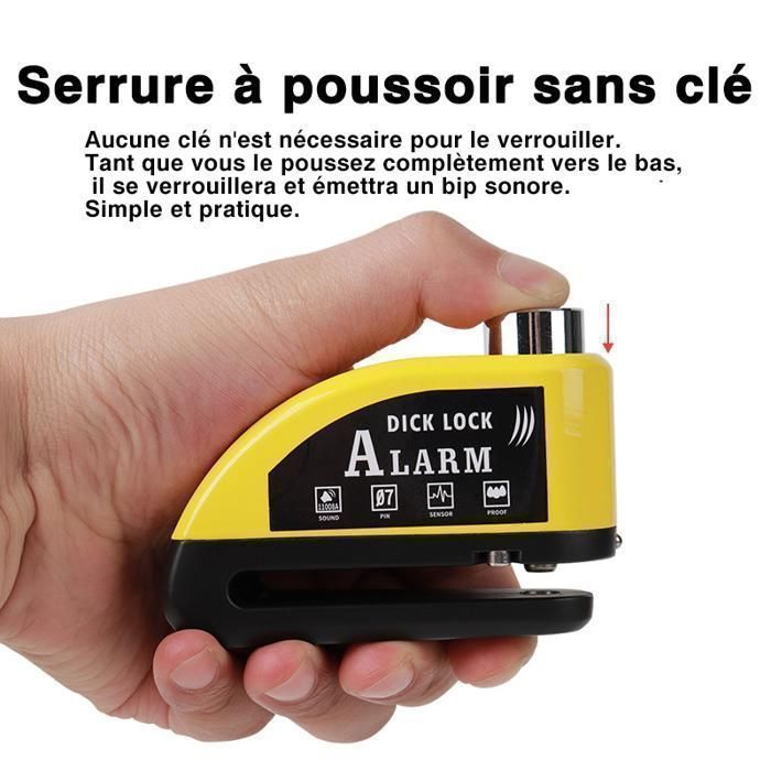 Antifurto per moto - Lucchetto a disco con allarme - Ricaricabile tramite USB - 110 dB - Lucchetto a disco ad alta sicurezza - Con cavo di promemoria da 1,2 m