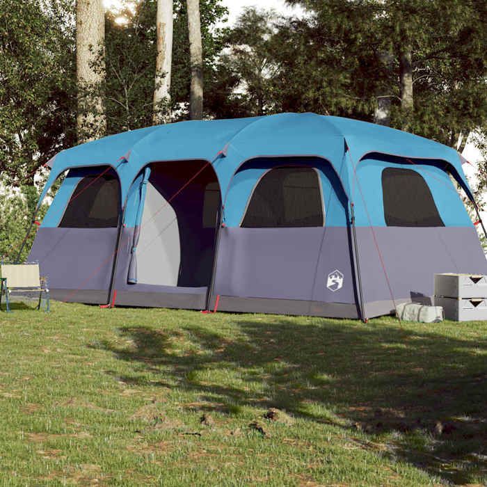 Tienda de campaña familiar vidaXL para 10 personas, color azul, impermeable, para acampar, jardín o jardín (modelo 94540).
