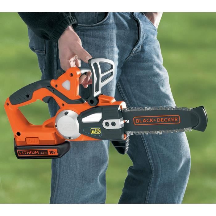 Sierra de poda eléctrica inalámbrica + batería de 2 Ah + cargador - BLACK&DECKER - GKC1820L20-QW - 18 V - Cadena de 20 cm
