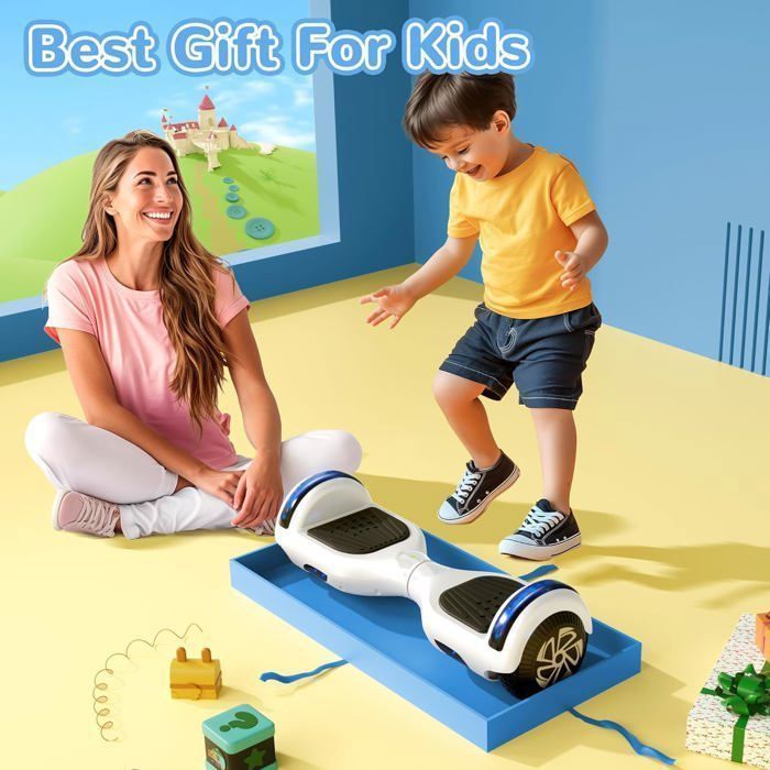 Hoverboard, patinete eléctrico autoequilibrado de 6,5 pulgadas con Bluetooth, ruedas y luces LED para niños y adultos.