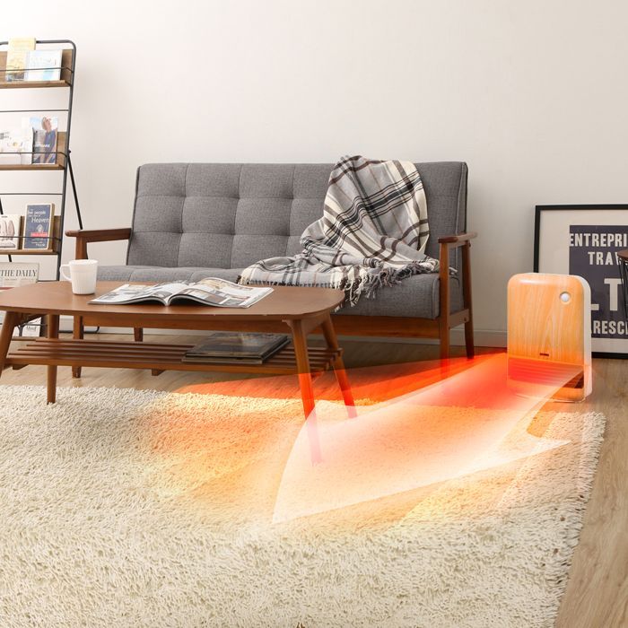 Iris Ohyama, Chauffage d'appoint compact avec détécteur de mouvement, mobile, Portée 90cm, 1500W, Bois