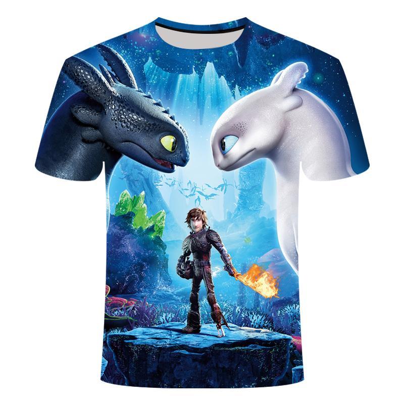 Camiseta de verano para hombre, nueva, de Cómo entrenar a tu dragón 3, camiseta de anime, camiseta estampada en 3D, camiseta de dibujos animados para niña, ropa, tallas S a 6XL