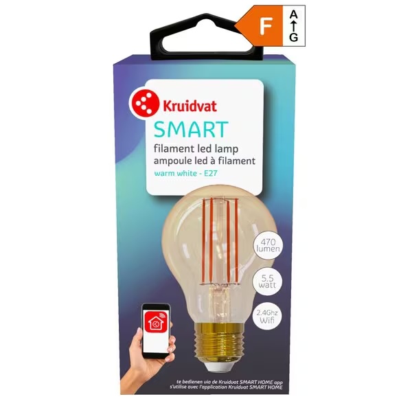 Kruidvat Smart A60 E27 470LM LED žiarovka s vláknom zlatej farby