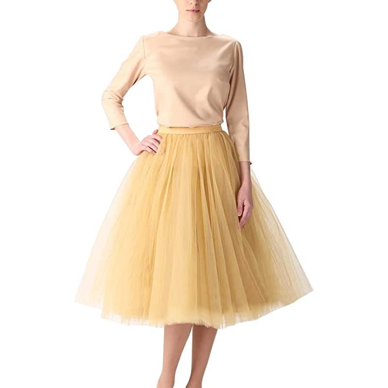 Jupe de bal courte trapèze en tulle, longueur genou, style tutu, pour femme