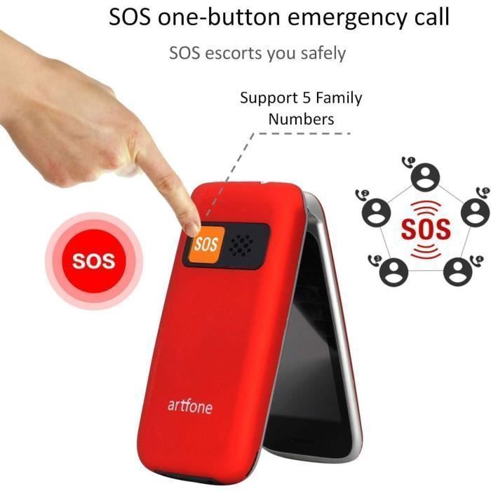 ARTFONE Telefono cellulare a conchiglia per anziani con tasti grandi e ampio schermo da 2,4 pollici