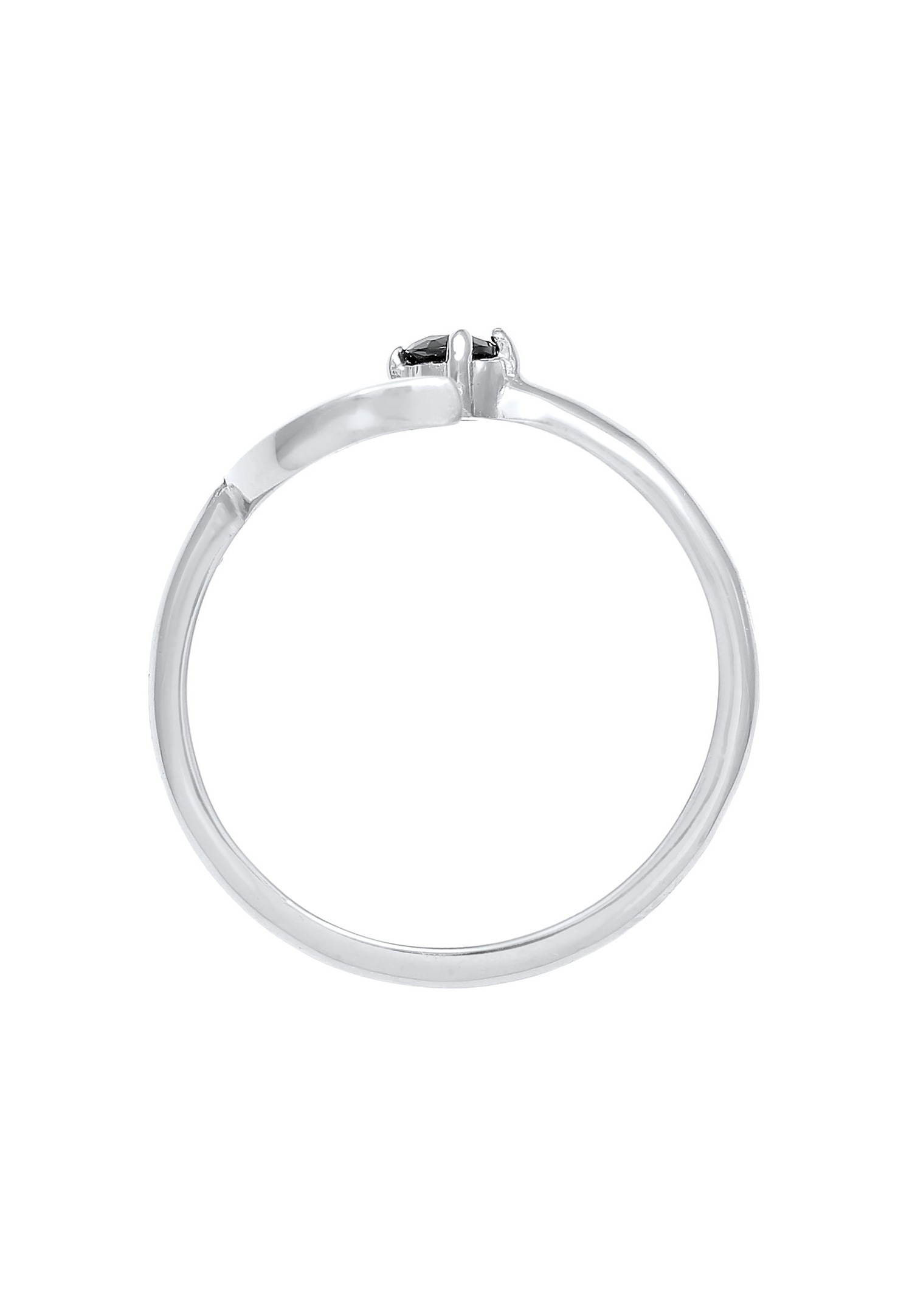 Elli Demi-Lune Astro ouverte noire avec pierre de zircone en argent sterling 925