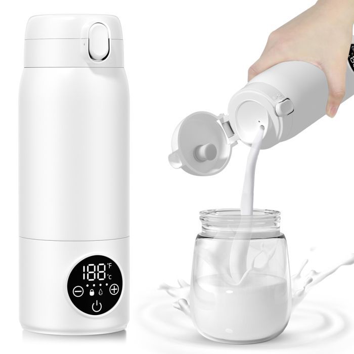 Rechargeable 500ml electric portable bottle warmer with LED display for breast milk and water, for car and travel