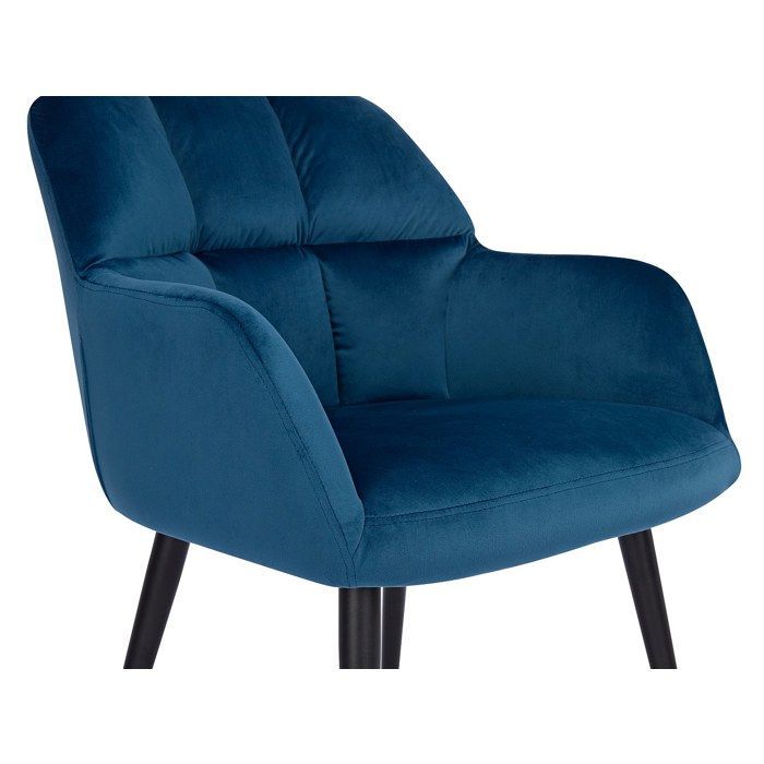 Lot de 2 chaises  avec accoudoirs - Velours et métal - Bleu - PEGA