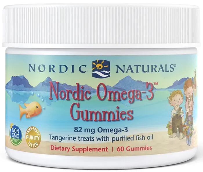 Nordic Naturals Nordic Gummies Tangerine Treats Kwasy Omega-3 dla dzieci, 60 szt.