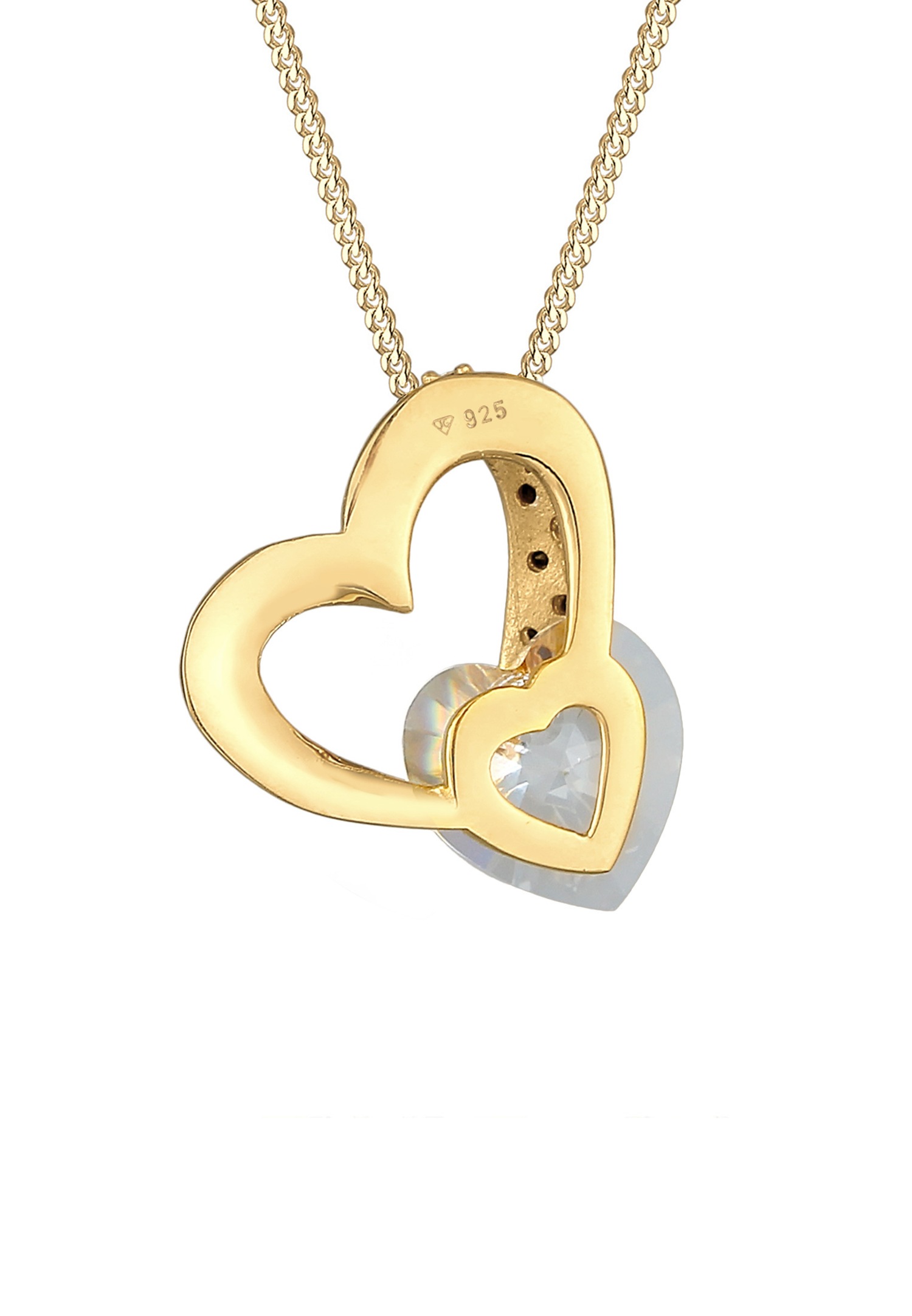 Elli Femme Coeur Glamoureux avec Cristal en Argent Sterling 925