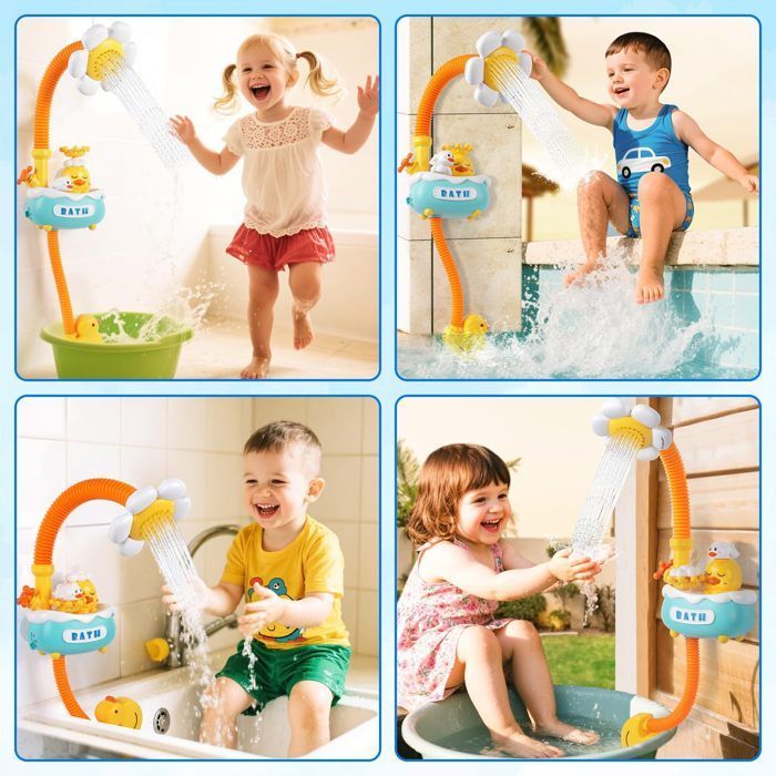 Juguete de baño para bebé con cabezal de ducha, juguete de baño con 3 modos de rociado, funciona con pilas, ideal para bebés.