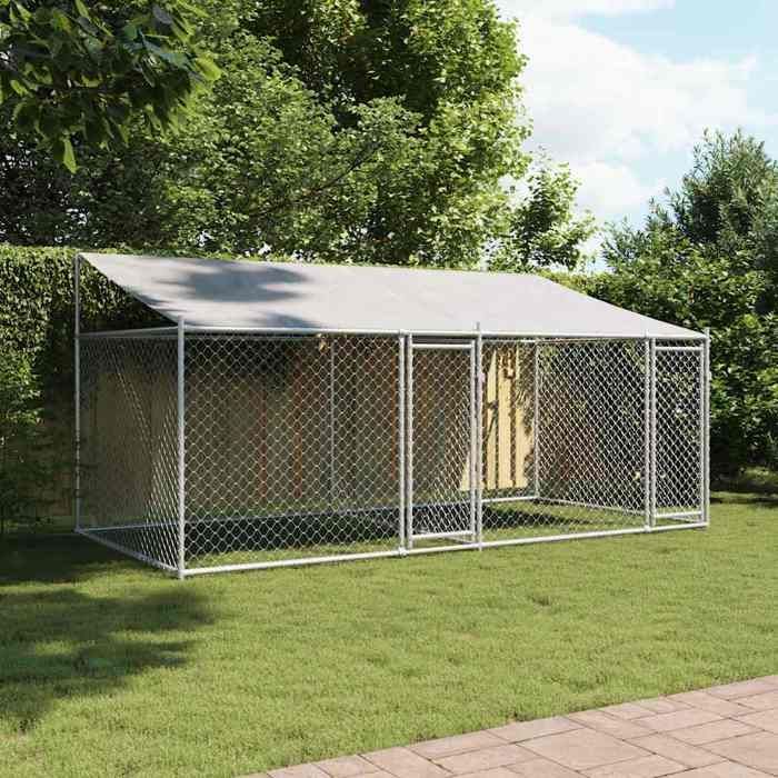 vidaXL Cage pour Chien avec Toit et Portes, Chenil pour Chien, Maison pour Chien, Niche de Jardin Terrasse, Gris 4x2x2m 3209563