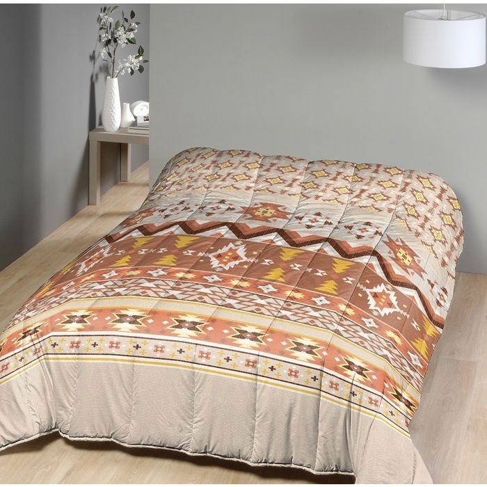 Edredón ligero étnico beige / Tejido no tejido blanco - 1 o 2 personas 200 x 200 cm - MORTREUX