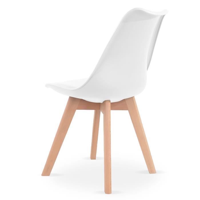 Sillas CATHERINA – Estilo escandinavo, madera, blancas (Juego de 6)
