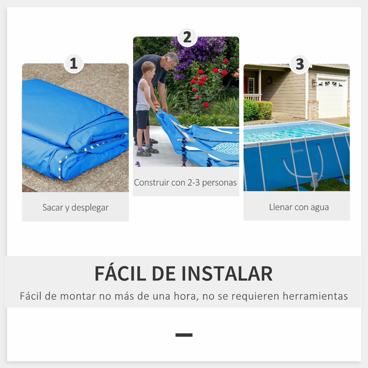 Outsunny 848-030v90bu Aftagelig Swimmingpool