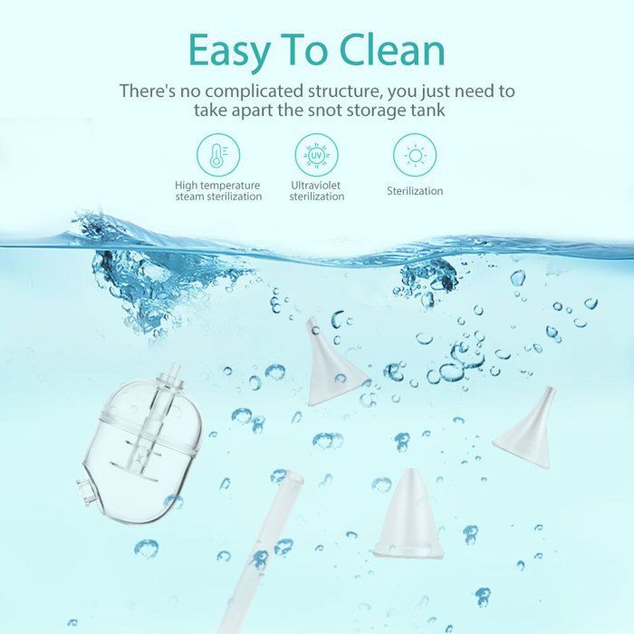 Aspirador nasal eléctrico para bebés con 9 niveles de succión y 3 puntas de silicona, aspirador nasal dividido con luz