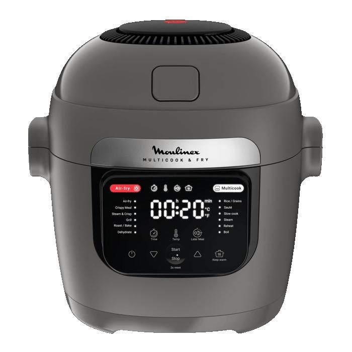 Moulinex Multicook & Fry, multicooker con friggitrice ad aria integrata, 12 programmi, cottura a 2 livelli, capacità 6 litri, MZ730BF0