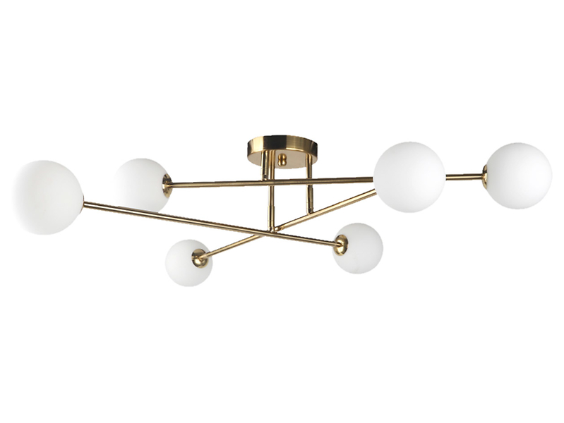 Lampa sufitowa Dorado 6-punktowa metalowa biało-złota