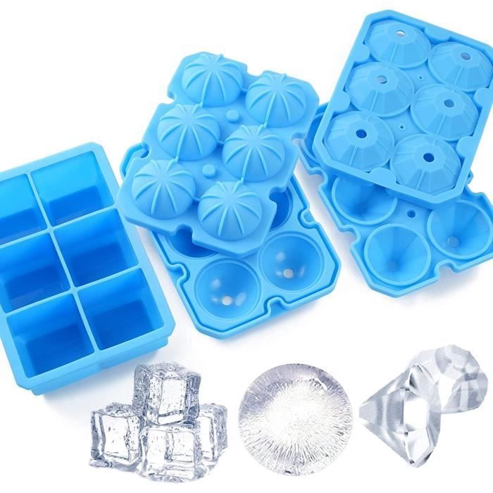 Bacs à Glaçons - MEIDONG - 3 formes - Silicone - Réutilisables - Couleur bleue