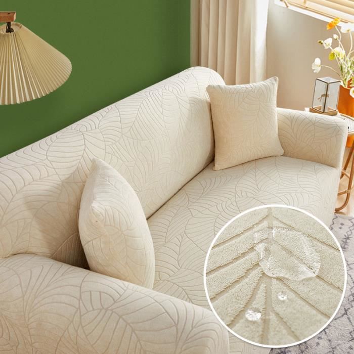 Funda elástica impermeable para sofá de 3 plazas, color beige.