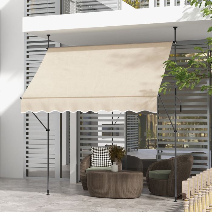 Store banne Outsunny Polyester 250x120x300cm Sable