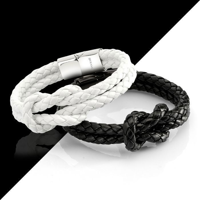 Bracelet en Cuir pour Femmes, SERASAR, B021-18, Blanc,  Bijoux bracelet élégants et tendance avec fermoir en acier et magnétique.