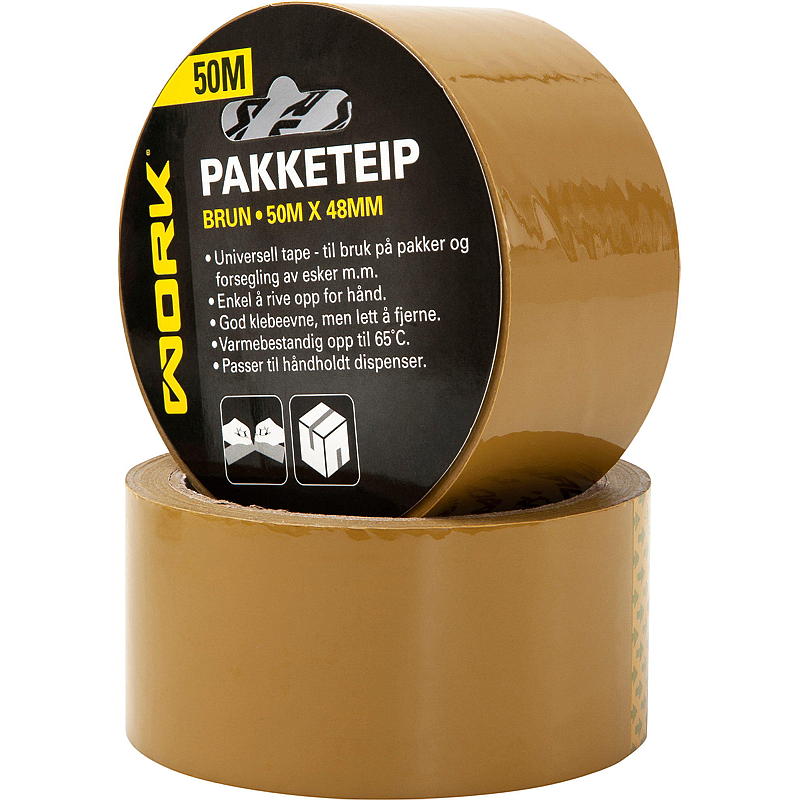 Arbejdspakketape 48 mm 50 m brun