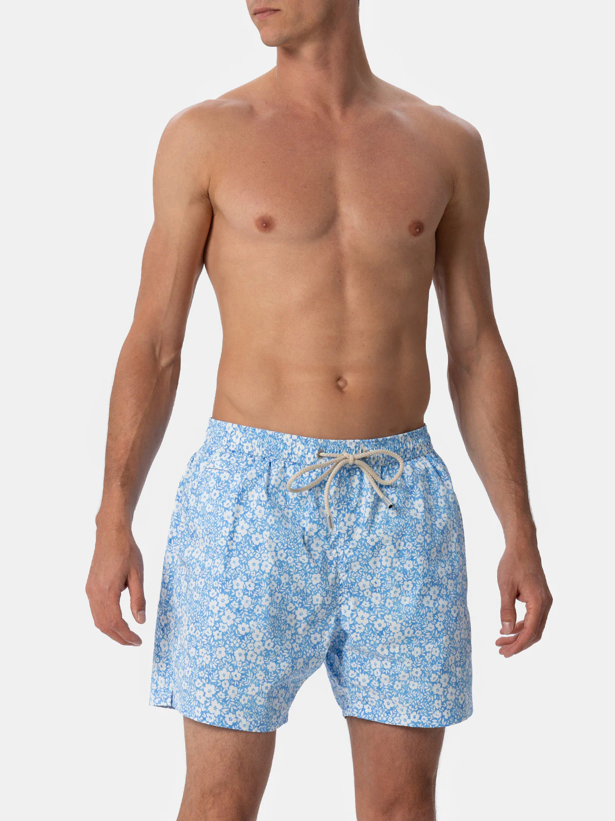 Klassiek comfortabel, licht elastisch badpak met bloemenprint.