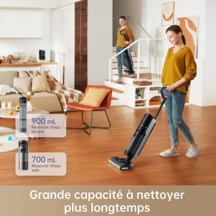 Dreame H12 Pro Aspirapolvere intelligente senza fili per solidi e liquidi, con spazzola autopulente, schermo LED e serbatoio dell'acqua da 900 ml.