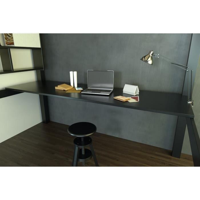Bureau tablette pour lit mezzanine - ABC MEUBLES - Noir - Bois massif - 200 cm - Classique - Intemporel