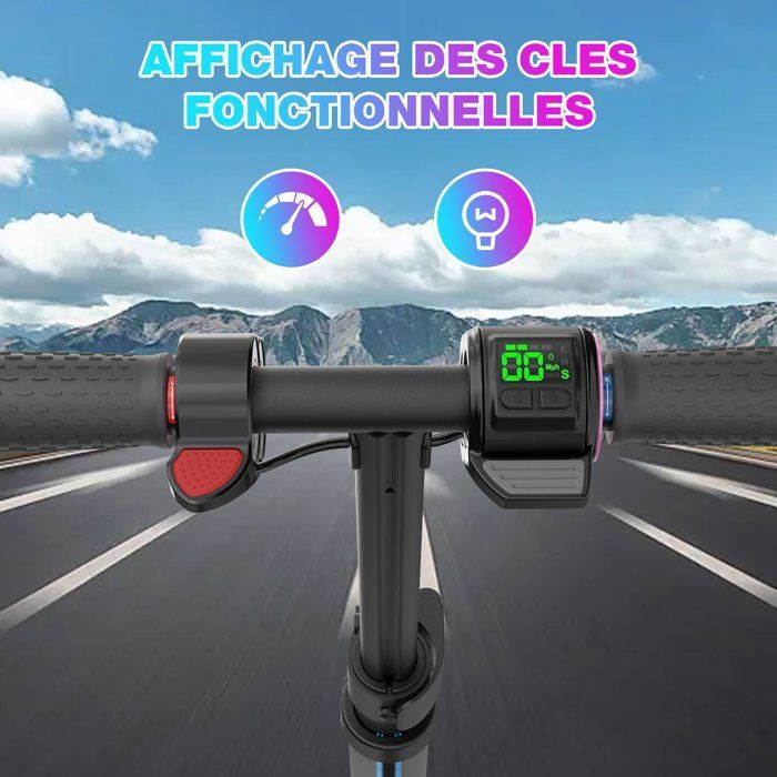 EVERCROSS EV06C Foldable Electric Scooter for Kids and Teens, LED Screen, Colorful Lights, 3 Speeds, Adjustable Height, Gift, Blue