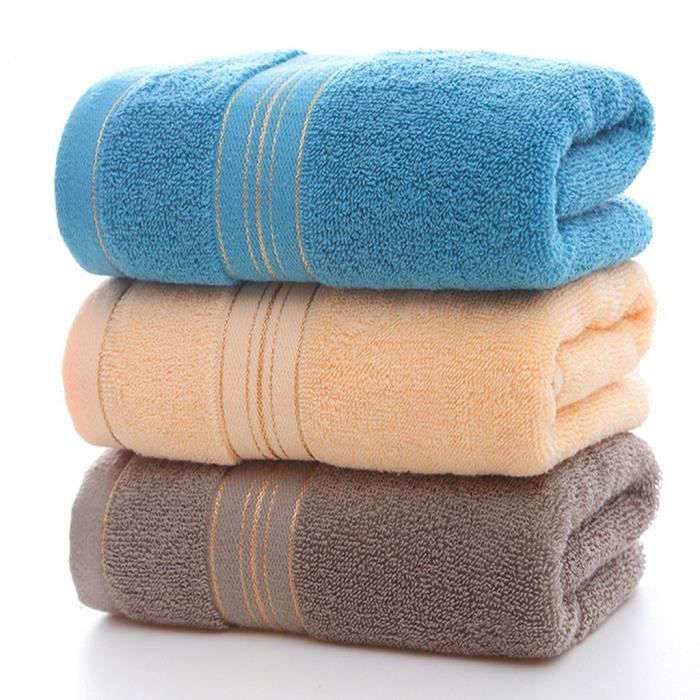 Toallas de baño - C - Paquete de 3 - Algodón grueso y absorbente - 74x34 cm - Azul
